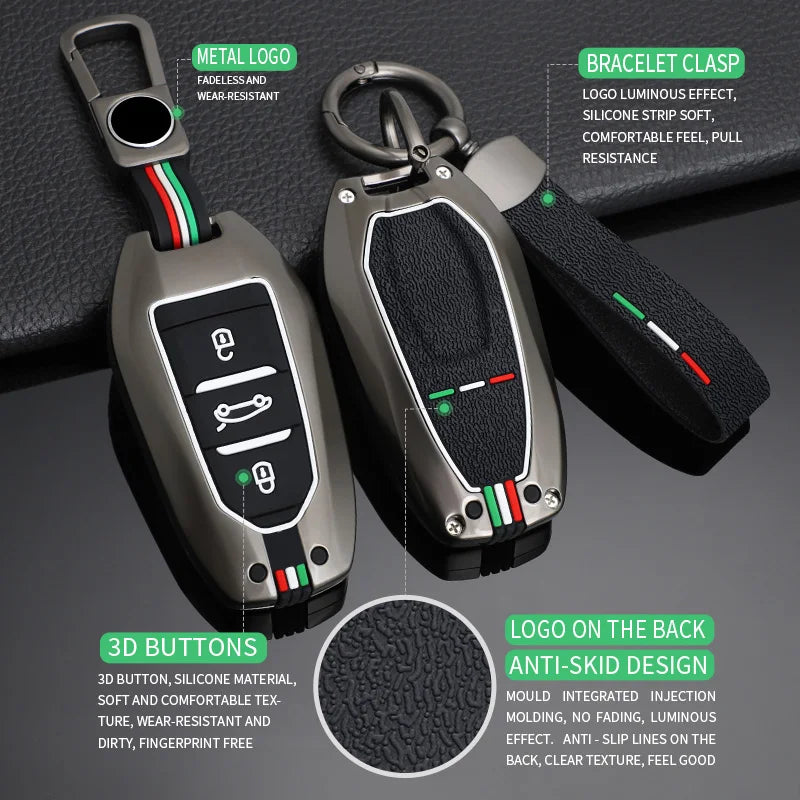 GPRGIT Zinc Alloy Flip Car Key Shell Case for Peugeot 208 2008 301 308 508 5008 RCZ Expert / Citroen C-Elysee C4-Cactus C3 Light