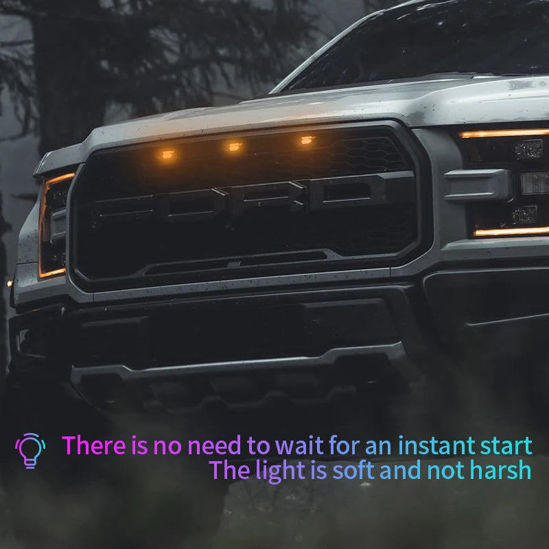 GPRGIT RGB Front Hood Grille Amber LED Lights Bumper Grille LED Lights Kit Car Styling Accessories