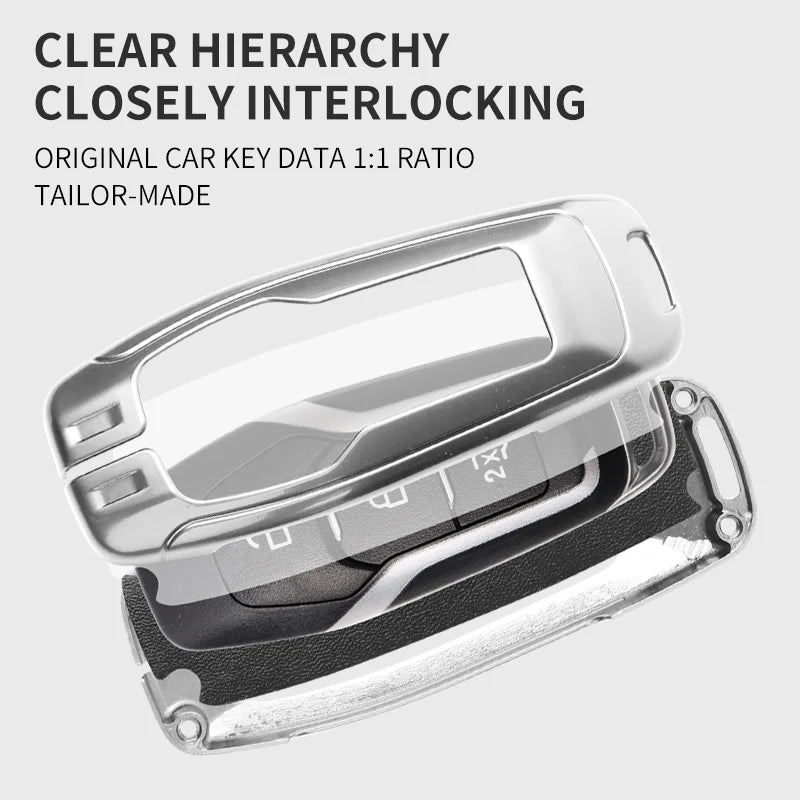 GPRGIT Metal Leather Key Case Cover for Ford F150/Galaxy/S-Max/Explorer/Ranger/Escort/Everest/Fusion/Edge/Mustang