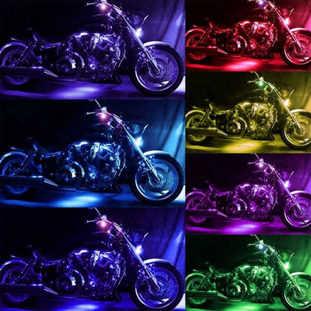 GPRGIT Motorcycle RGB LED Light Strip Kit Waterproof APP Remote Voice Control 12V CE