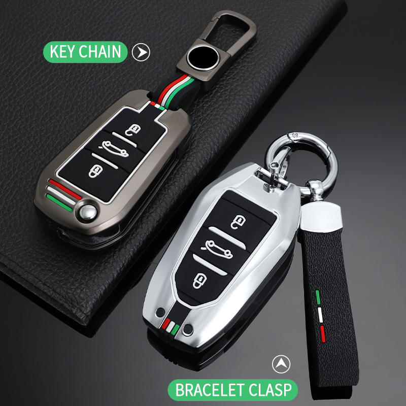 GPRGIT Metal Car Key Case Cover for Peugeot 308, 408, 508, 2008, 3008, 4008, 5008, Citroen C4, DS3, DS4, DS5