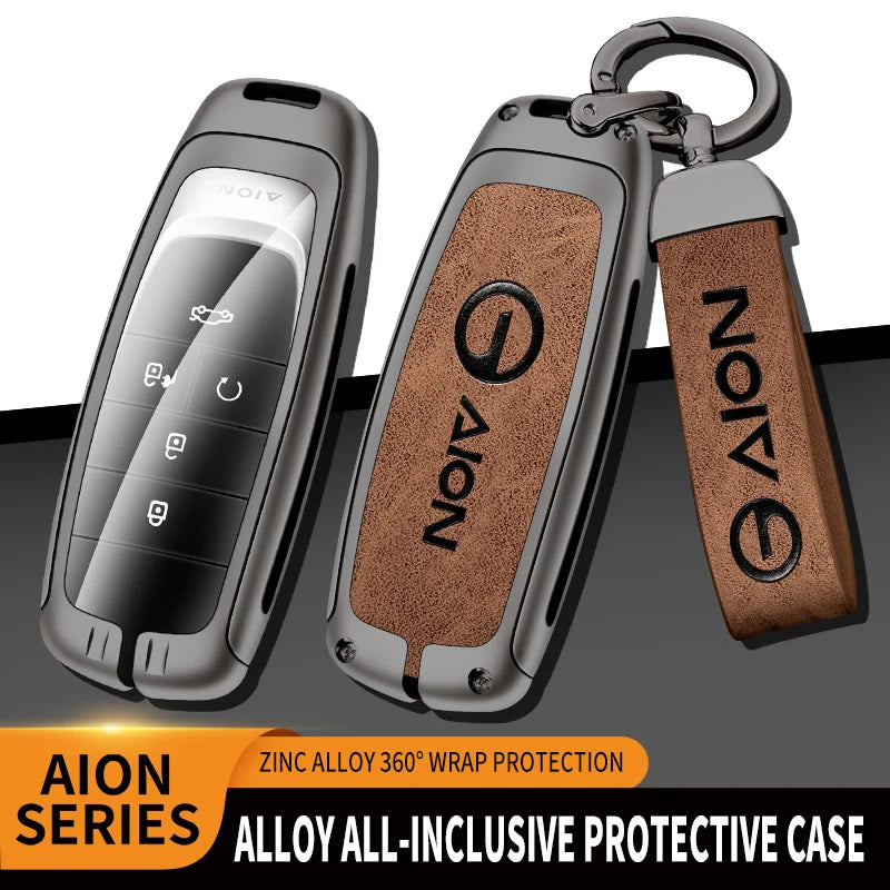 GPRGIT Zinc Alloy Leather Car Key Case Cover for Trumpchi AionS/V/Y/LX Remote Keychain