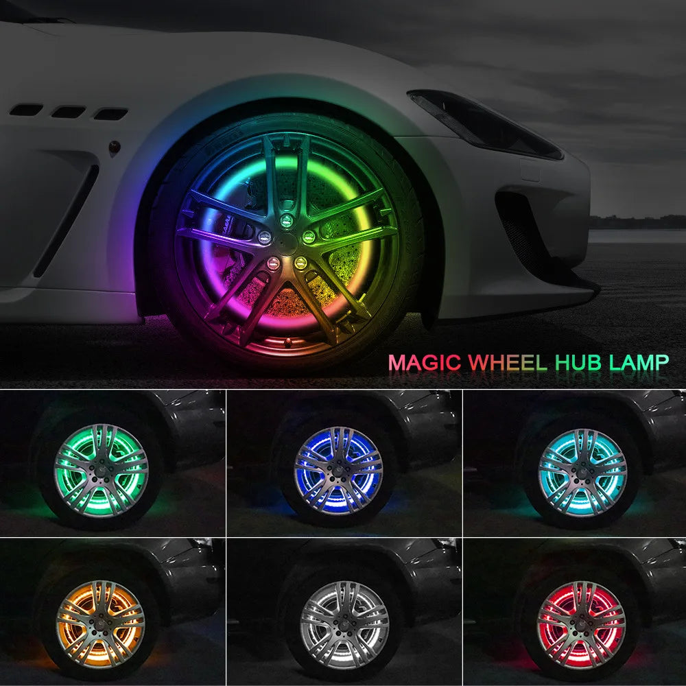 GPRGIT 12V Multicolor LED Wheel Rim Light Kit 15/17/19 Inch 4PC for All Cars