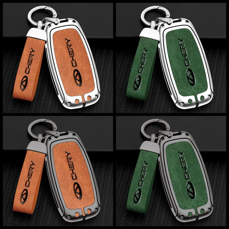 GPRGIT Leather Zinc Alloy Smart Car Key Case Cover for Chery Tiggo 7/8 Pro/8 PLUS/Arrizo 5