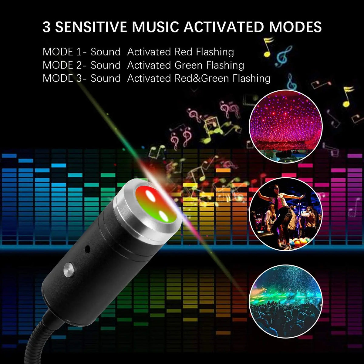 GPRGIT USB Night Light Star Projector 3 Colors Effects Auto Roof Star Lights Portable Romantic Light for Bedroom 5V