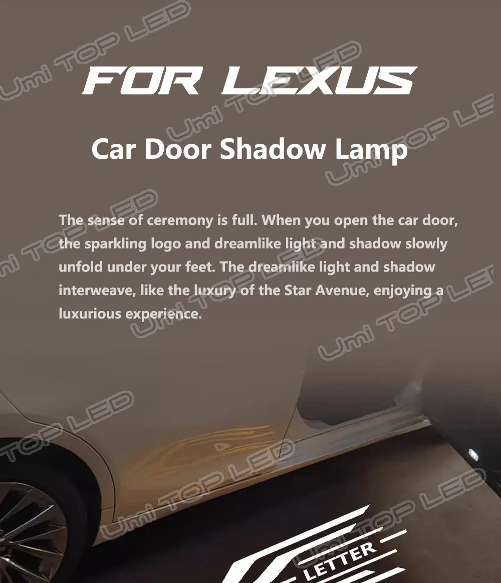 GPRGIT For Lexus LS500h LX700h RX350h GX UX ES IS LM500h 350h LED Car Door Shadow Icon Blanket Lamp Laser Ghost Projection Puddle Light