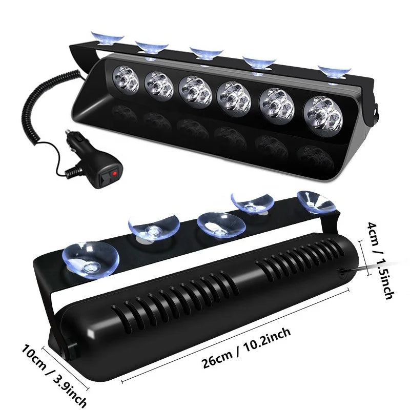 18SMD Red/Blue LED Strobe Dashboard Light with Suction Cup, Model S7, 50W