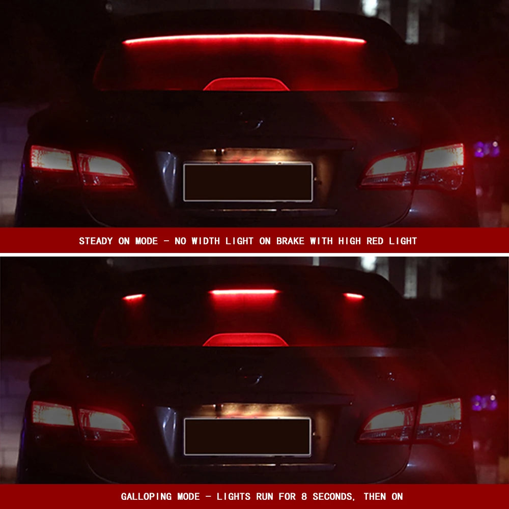 GPRGIT Car High Mount Brake Lights LED Tail Warning Strip Light - Rear Window - 12V, 6W, Red, Surface Mount, PC+LED