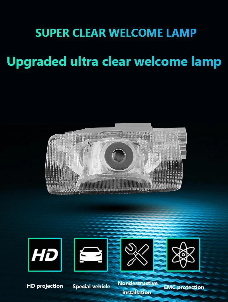 GPRGIT For Land Cruiser 12V HD No Fading Car LED Door Warning Light with Laser Projector Ghost Shadow and Welcome Logo Lights