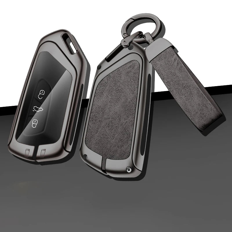 GPRGIT Car Logo Metal Leather Key Case Cover for VW Volkswagen Golf 8 MK8 2020 for Skoda Octavia A8 2021 Seat Leon MK4