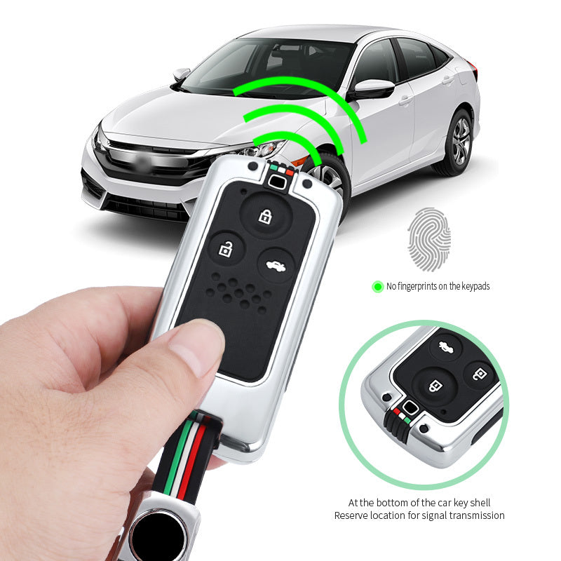 GPRGIT Zinc Alloy Car Keyless Accessories for Honda Accord CIVIC CRV Fit 2006-2015 2 3 Buttons Remote Holder Key Case Cover Shell