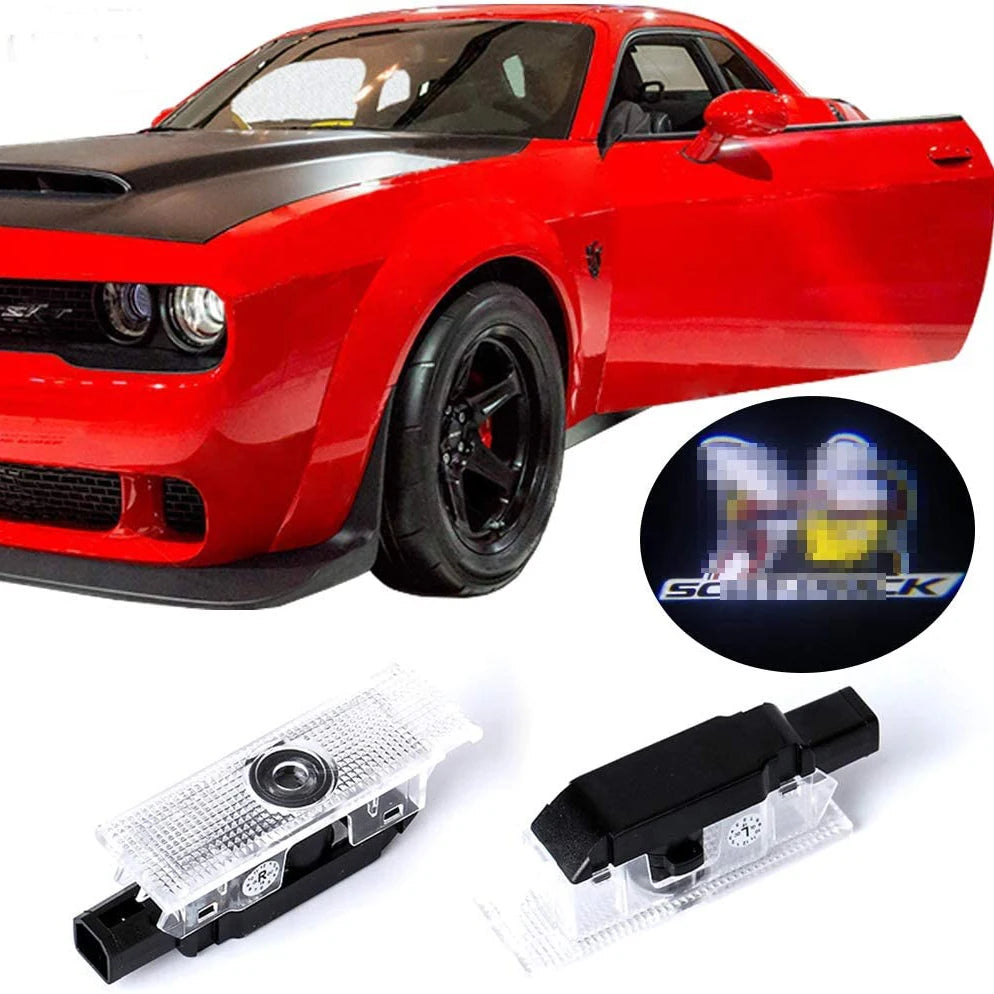 GPRGIT Car LED Logo Lights Ghost Door Projector Welcome Light Accessories Emblem Lamp for Dodge Challenger
