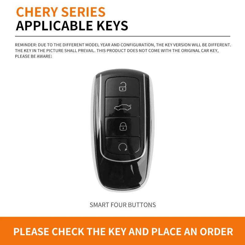 GPRGIT Leather Zinc Alloy Smart Car Key Case Cover for Chery Tiggo 7/8 Pro/8 PLUS/Arrizo 5