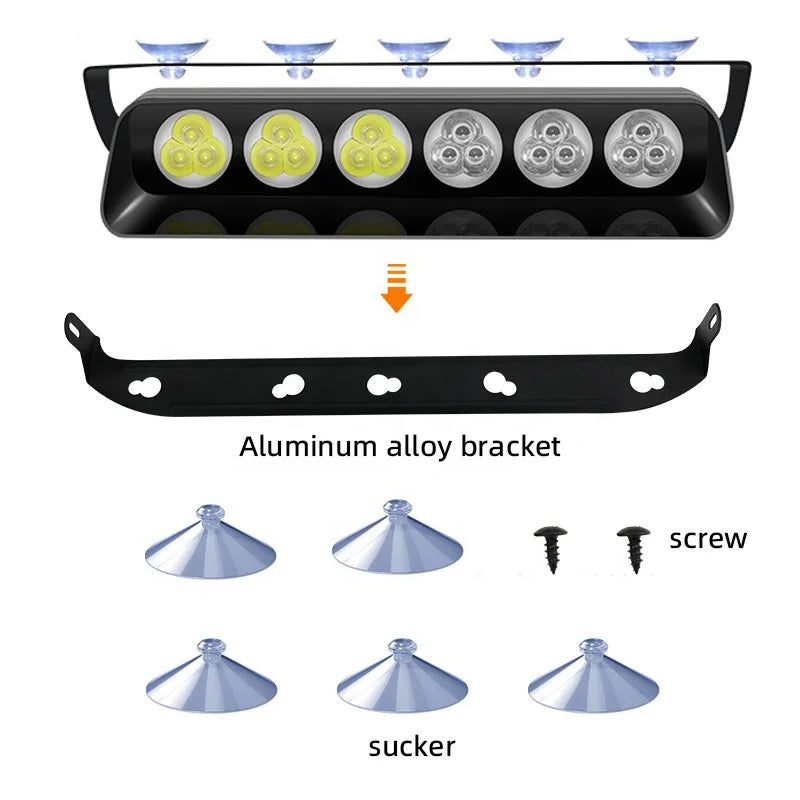 18SMD Red/Blue LED Strobe Dashboard Light with Suction Cup, Model S7, 50W