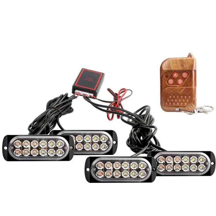 8-Piece LED Strobe Grille Light Strip Red/Blue with Remote, Model XA9212T-4