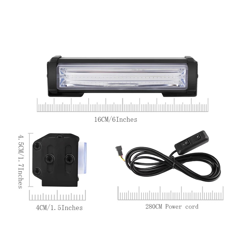 2X 6 Inch 20W Yellow Cob Led Emergency Warning Light Bar Grille Flash Strobe DRL Driving Lights 24V for Trucks Offroad Car