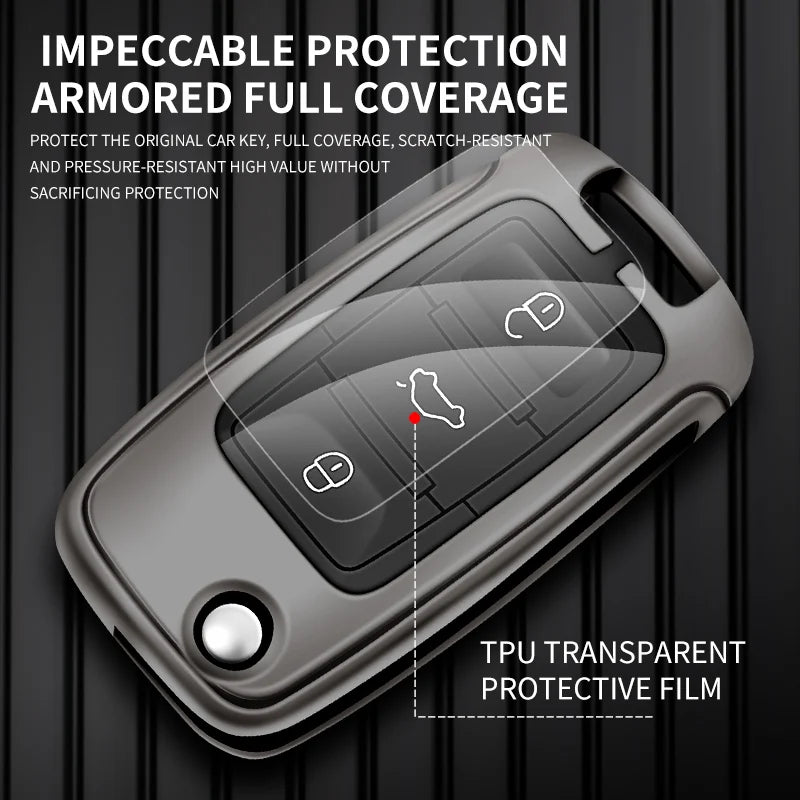 GPRGIT Car Logo Luxury Car Key Case Cover Fob Fit for VW Volkswagen Jetta Golf Beetle Rabbit Polo Tiguan Jetta Passat B5 B6 B7 Keychain
