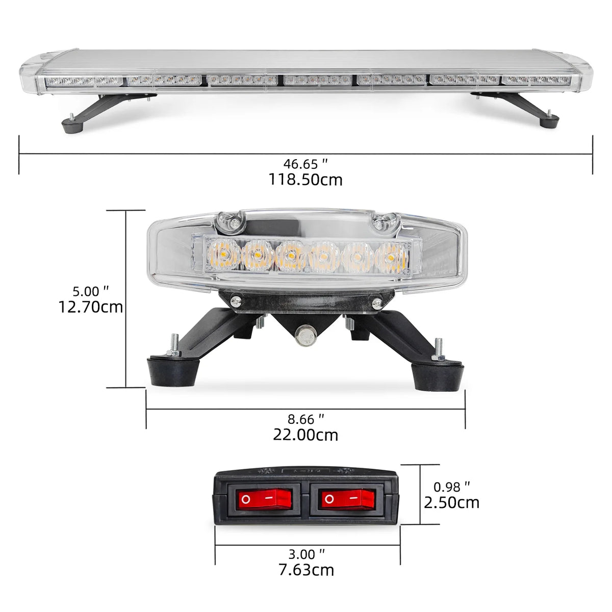 96led High Quality Auto Exterior Lighting Traffic Safety Roof Led Long Row Burst Flash Warning Light High-power Strobe Lights