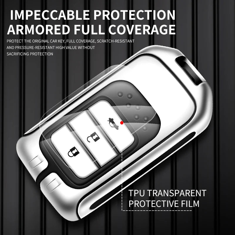GPRGIT Zinc Alloy Leather Key Case Cover Shell for Honda Civic City Accord CRV CR-V XR-V Odyssey Vezel Jade Crider Fit Auto Accessories
