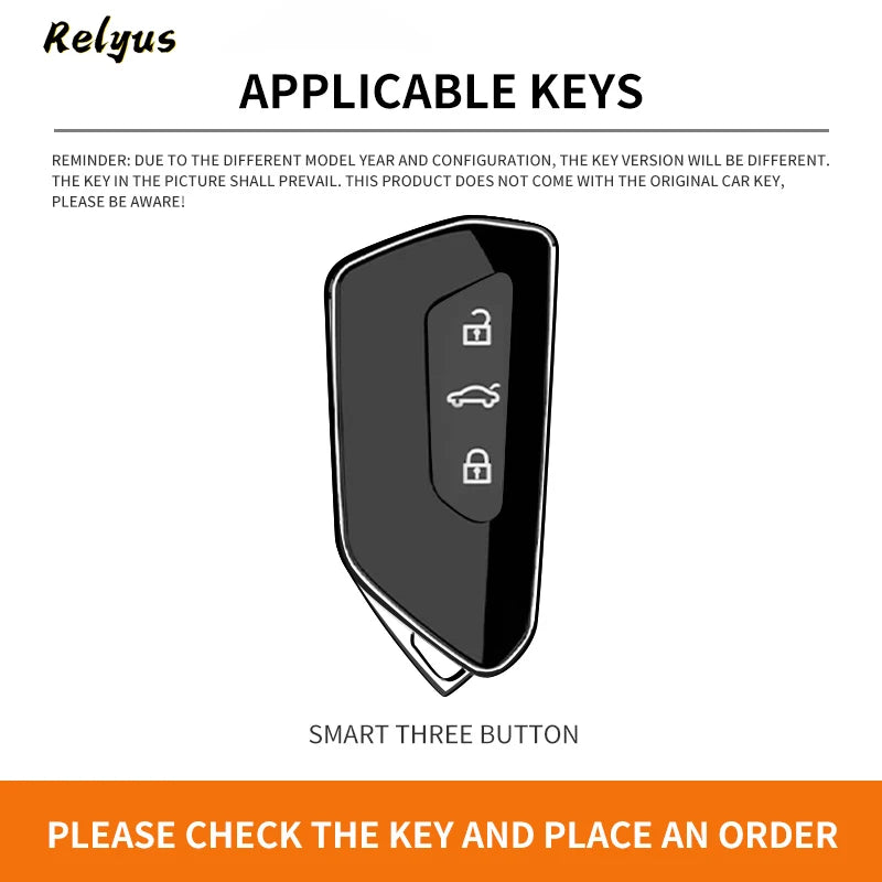 GPRGIT Zinc Alloy Leather Key Case Cover for VW Volkswagen Golf 8 MK8 2020