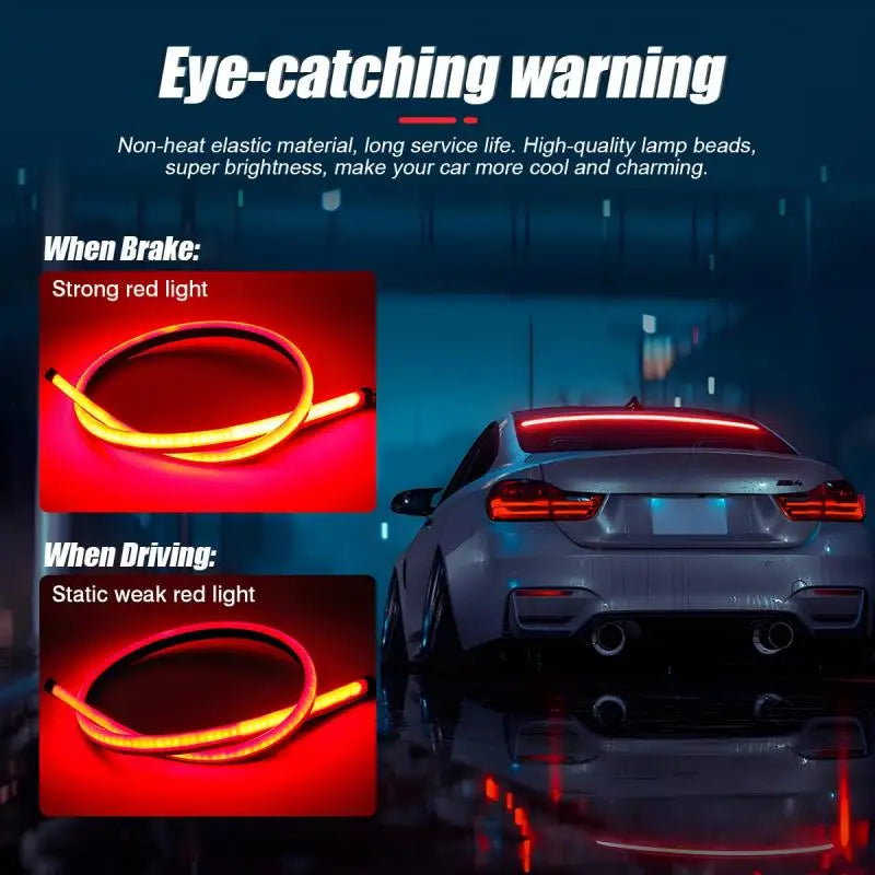 GPRGIT Car LED Third Brake Light Rear Windshield Turn Signal Light - Universal Fit - 12V, 3W, Amber/White, Surface Mount, PC+LED