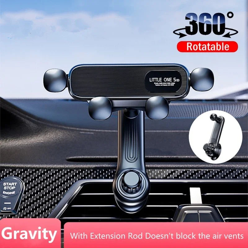 GPRGIT 360° Rotatable Gravity Car Phone Holder Car Air Vents Clip Mount Stand Extension Rod in Smartphone Holder Bracket GPS Support