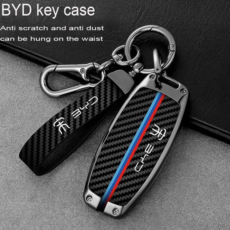 GPRGIT Metal Carbon Fiber Car Key Case Cover for BYD Tang EV600 Han EV Yuan PLUS ATTO 3 Song PLUS Pro MAX DMI MAX Qin Auto Accessories