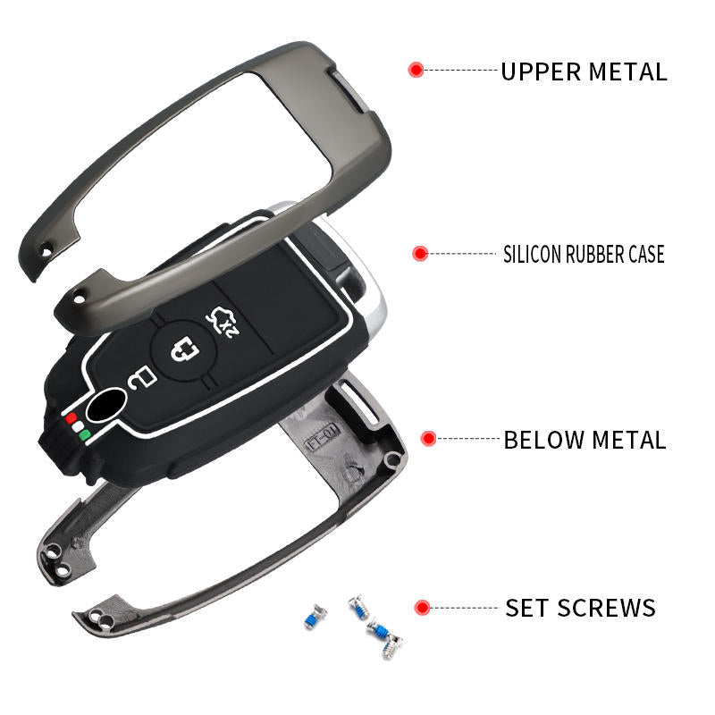 GPRGIT Zinc Alloy Car Key Case Cover for Ford Fusion, Mustang, Explorer, F-150, F-250, EcoSport, Edge, S-MAX, Ranger, Lincoln (2017-2018)