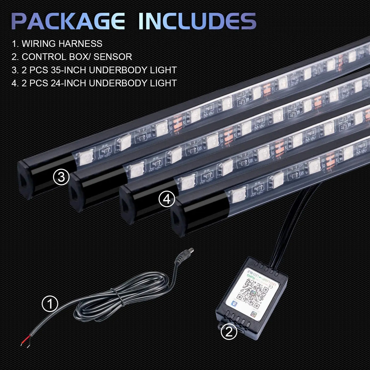 GPRGIT Waterproof RGB SMD Flexible LED Strip Under Car Tube Underglow Underbody Neon Light Kit with Remote Control DC12V