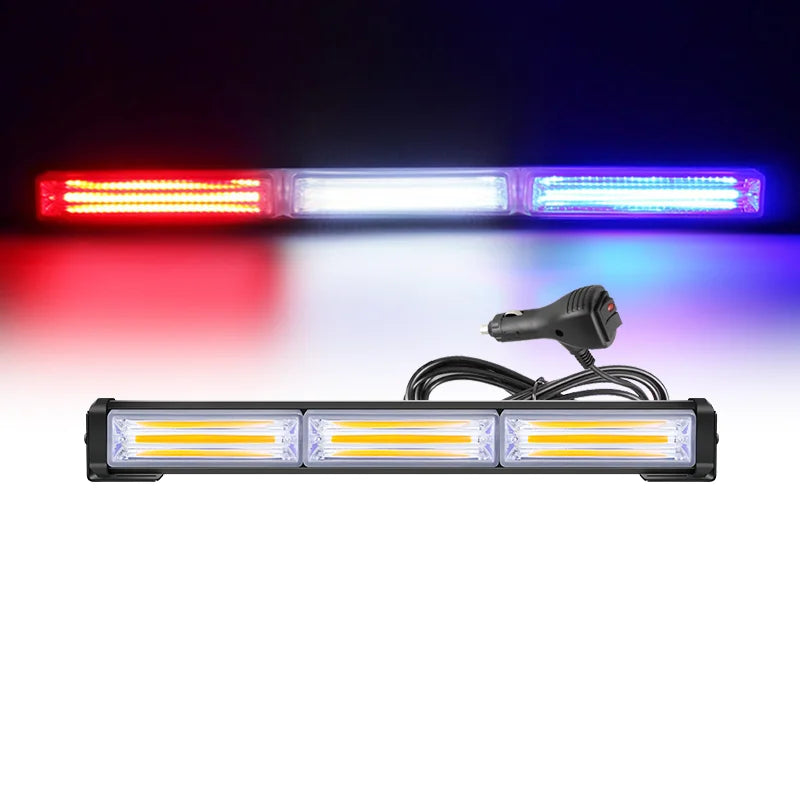 13 Inches Vehicle Warning LED Strobe Light Bar Traffic Emergency Flashing COB Light Bars Waterproof Hazard Flashlight for Trucks