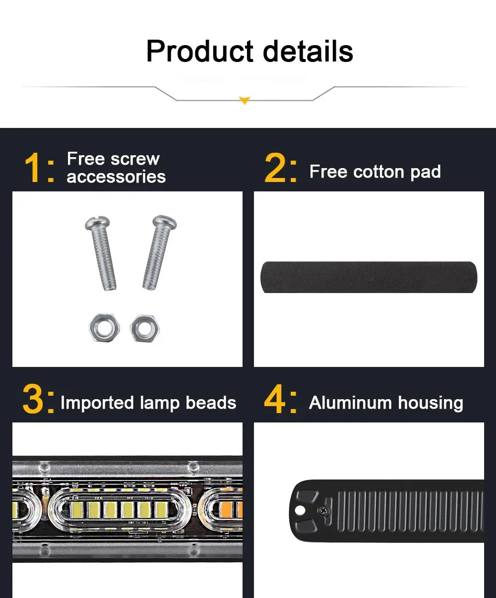GPRGIT Automotive 12V-24V 24LED Light - Side Marker & Emergency Strobe - 72W, IP65, 3030 SMD, Aluminum, CE/ROHS