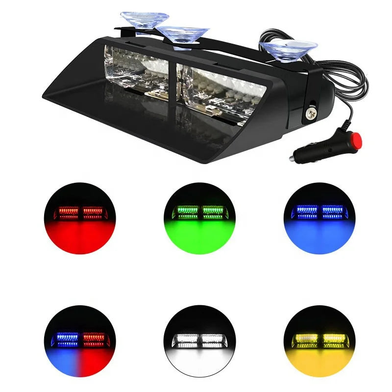 GPRGIT 16SMD Red/Blue LED Strobe Warning Light with Suction Cup - Dashboard Windshield Interior Flash Light