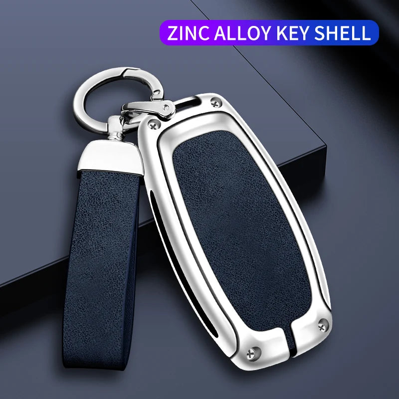 GPRGIT Zinc Alloy Leather Car Key Cover Shell Case for Hyundai Santa Fe Tucson 2022 NEXO NX4 Atos Solaris Prime2021 Car Key Accessories