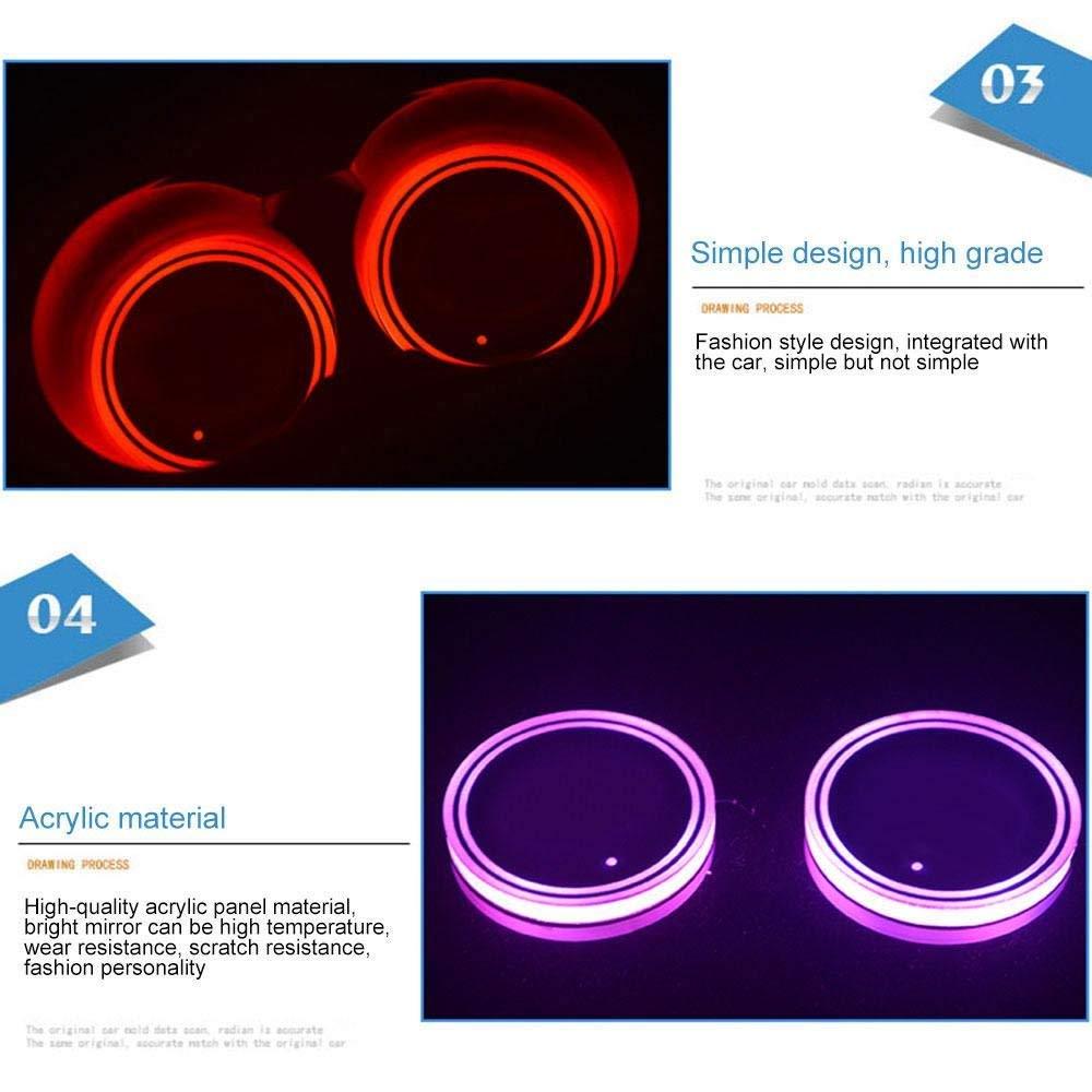 GPRGIT Car LED Water Cup Mat for Toyota Anti-Skid Pad USB Charging Light Door Slot Pad Interior Atmosphere Light, 12V