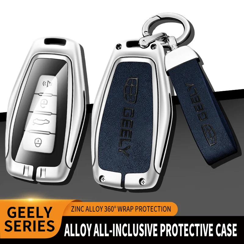 GPRGIT Zinc Alloy Leather Car Key Case Cover for Geely Coolray Atlas Boyue NL3 Emgrand X7 EX7 SUV GT GC9 Borui Remote Accessories