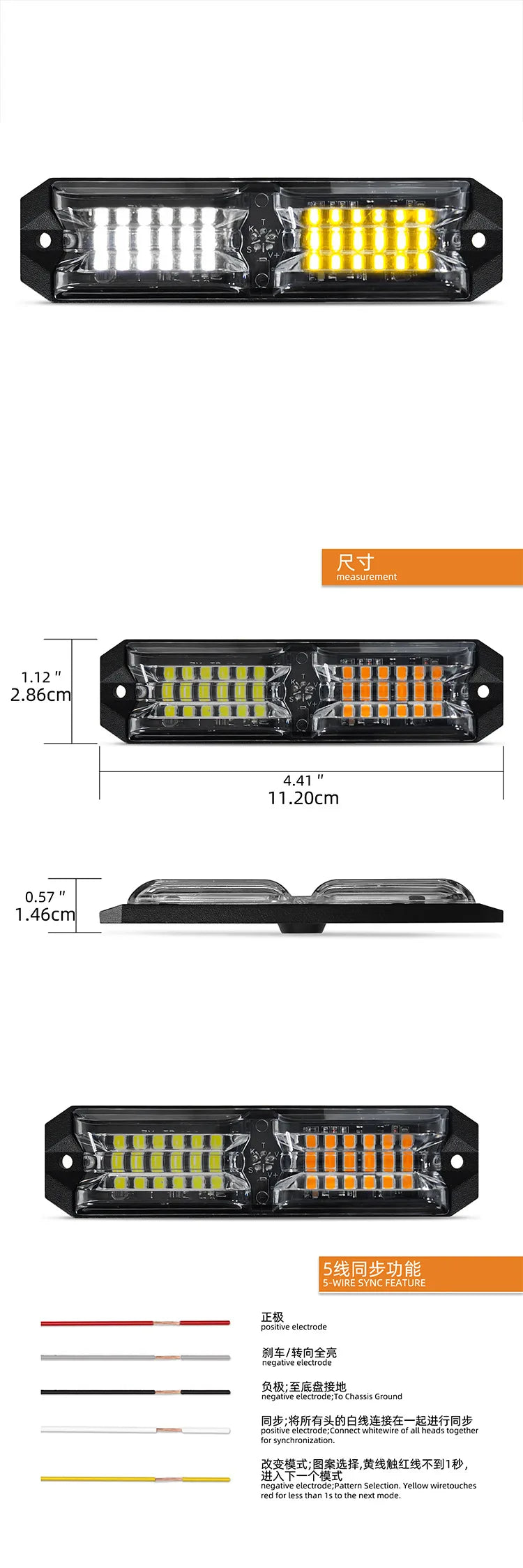 Ultra-Bright 3 Watt LED Strobe Lights Emergency Warning Lights for Vehicles Trucks Surface Mount Light Auto Exterior Lighting
