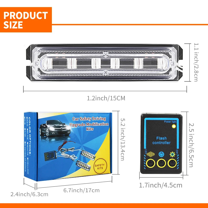 6-LED Strobe Light Super Bright&Waterproof Emergency Beacon Flash16 Modes Flash Warning Light Bar for Car SUV Pickup