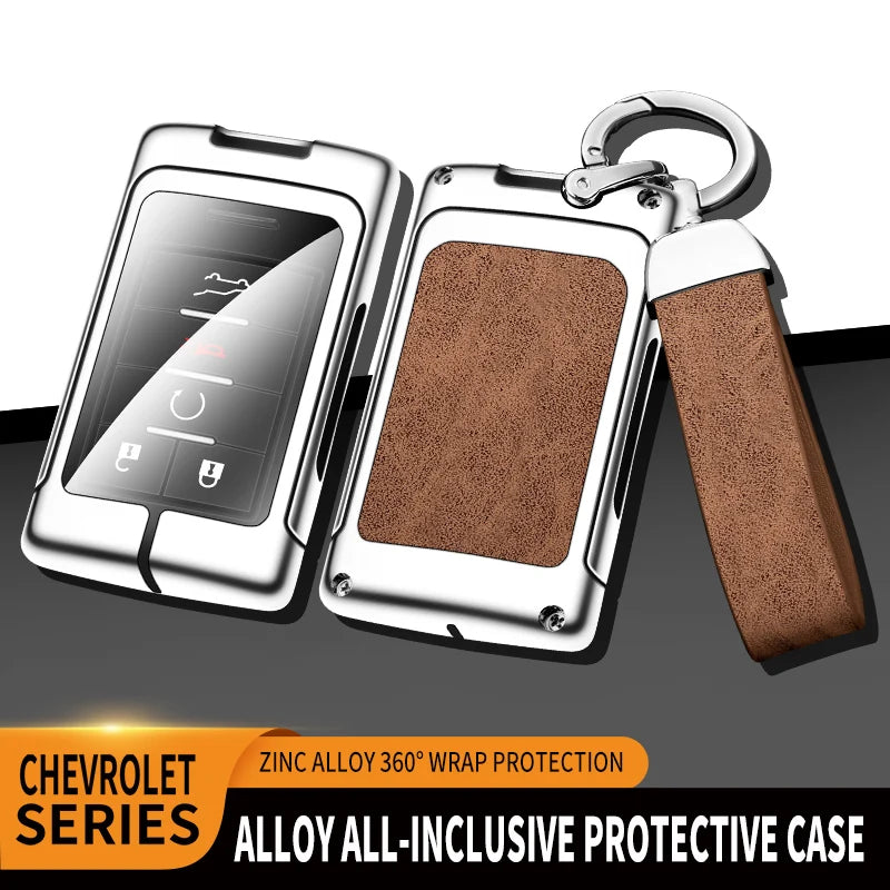 GPRGIT Zinc Alloy Leather Car Key Cover Case for Chevrolet Corvette C7/Captiva/Spark/Onix/Volt/Aveo/Sonic