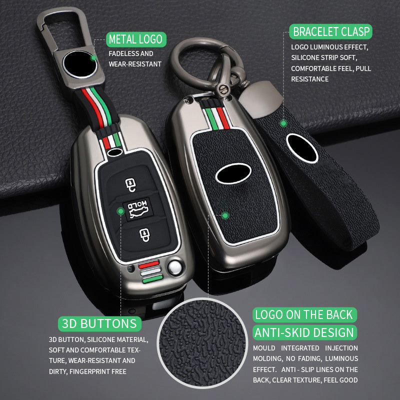 GPRGIT Zinc Alloy Folding Car Key Case Protector Cover for Hyundai Tucson Creta Ix25 I10 I20 I30 Verna Mistra Elantra Santa Fe
