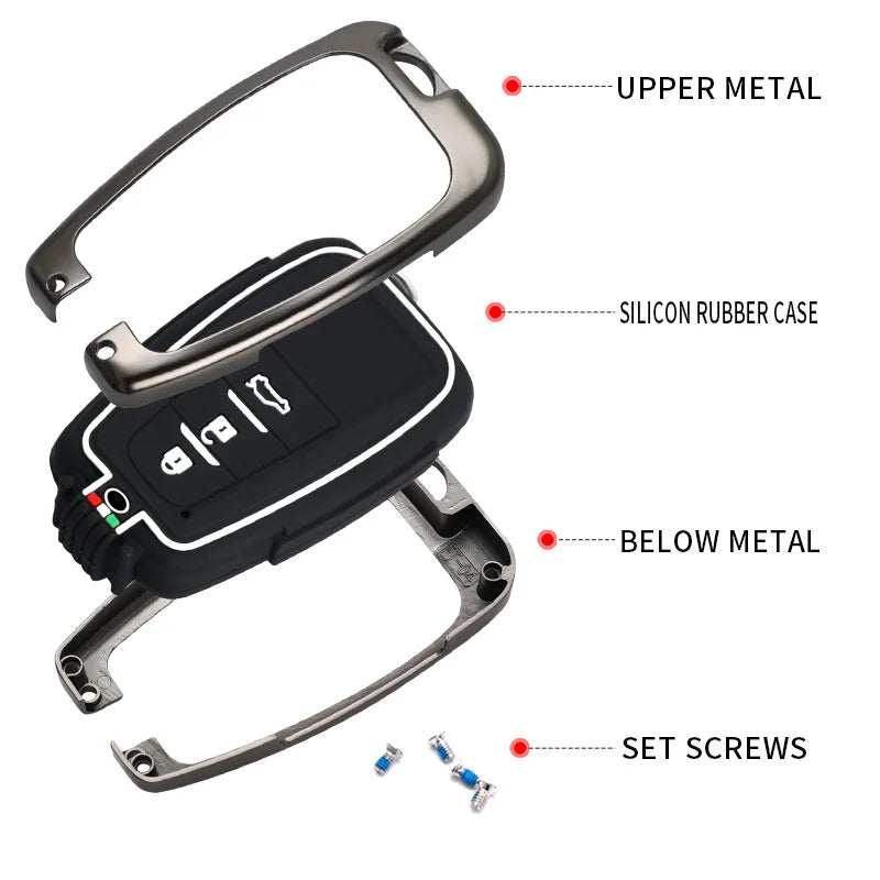 GPRGIT Zinc Alloy Smart Car Key Case Cover Keychain for Toyota Camry CHR Corolla RAV4 Avalon Land Cruiser Prado Prius 2017-2022