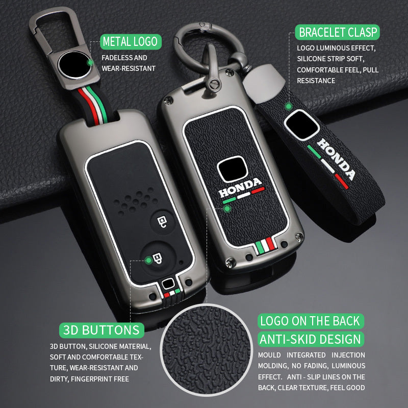 GPRGIT Zinc Alloy Car Keyless Accessories for Honda Accord CIVIC CRV Fit 2006-2015 2 3 Buttons Remote Holder Key Case Cover Shell