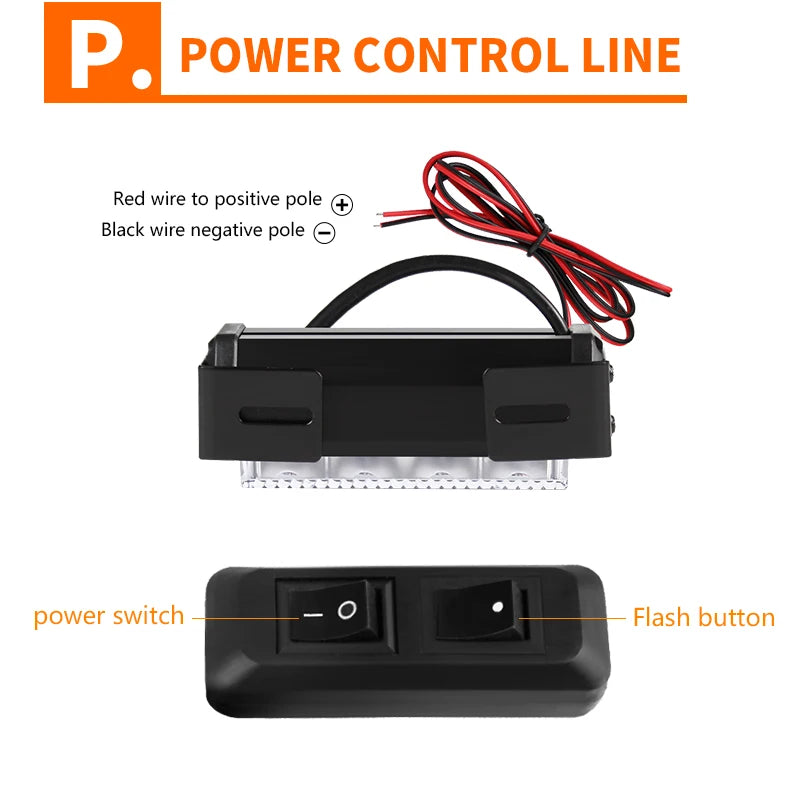GPRGIT 2-in-1 COB LED Strobe Warning Light 20W 12V-24V IP65 for Truck Grille Universal