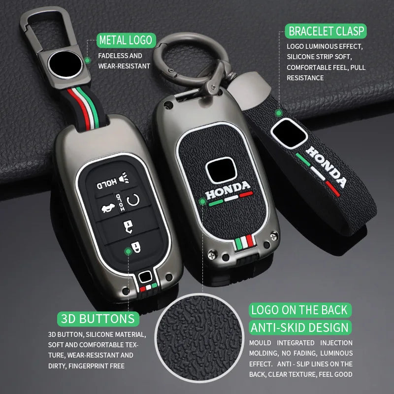 GPRGIT Zinc Alloy Car Remote Key Case Cover for Honda CRV CR-V Fit Civic Accord HR-V HRV City Odyssey XR-V Keyless Shell Accessories