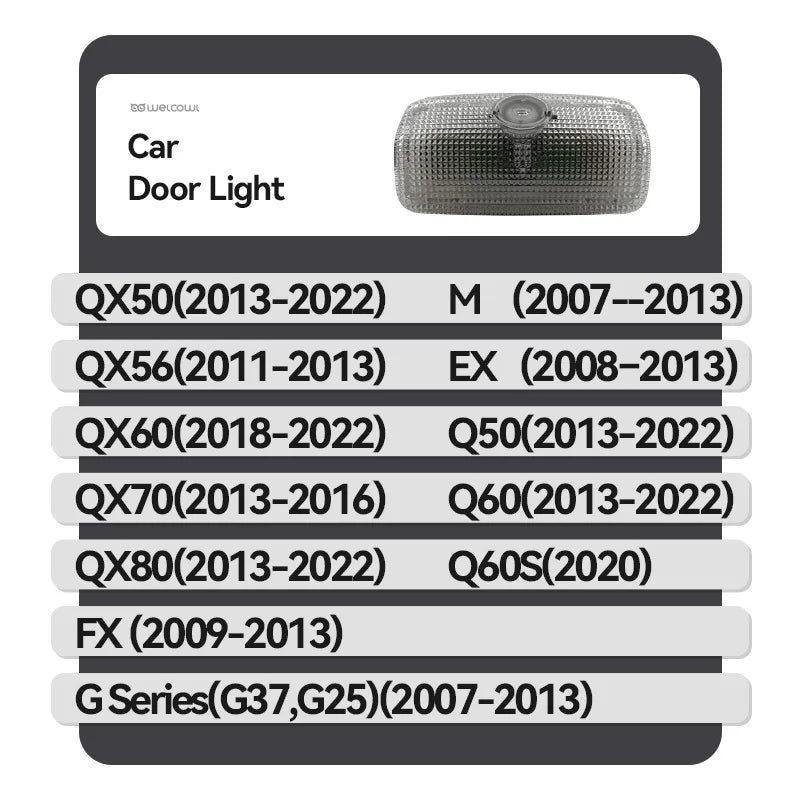 GPRGIT Welcome Car Door Light for Infiniti QX60/QX50/QX70/QX80/Q50/Q60/Q60S/FX/G/M/EX 12V Icon Projection Ghost Shadow