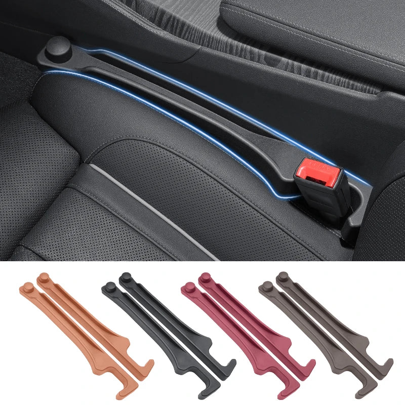 GPRGIT Car Seat Gap Filler 2-Piece Set PU Multi-Functional Seat Side Gap Strip 3-in-1 with Storage Organizer and Hook Function