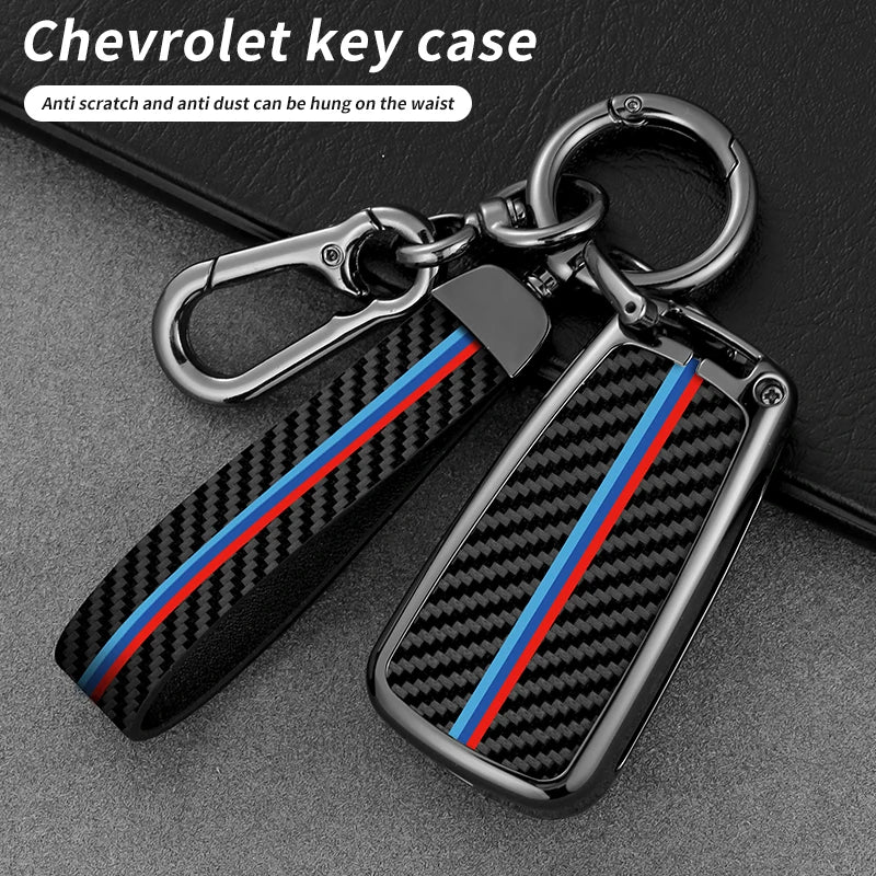 GPRGIT Carbon Fiber Car Logo Key Case for Chevrolet Onix Equinox Orlando Cruze Spark Sonic Camaro Volt Bolt Trax Malibu Blazer Traverse