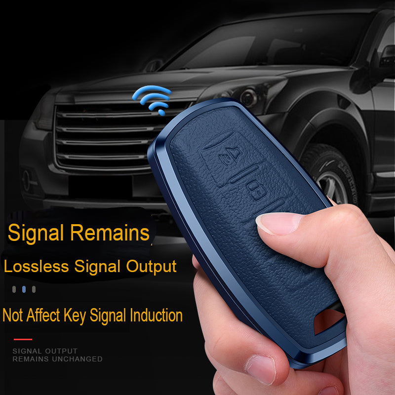 GPRGIT Aluminum Alloy+Leather Car Key Cover Case for Great Wall Haval H6 H7 H8 H9 F5 F7 H2S Coupe