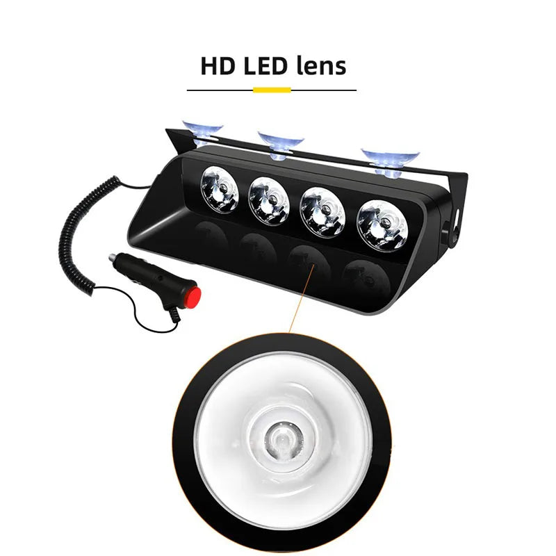 4SMD Red/Blue LED Strobe Dashboard Light with Suction Cup, Model S4