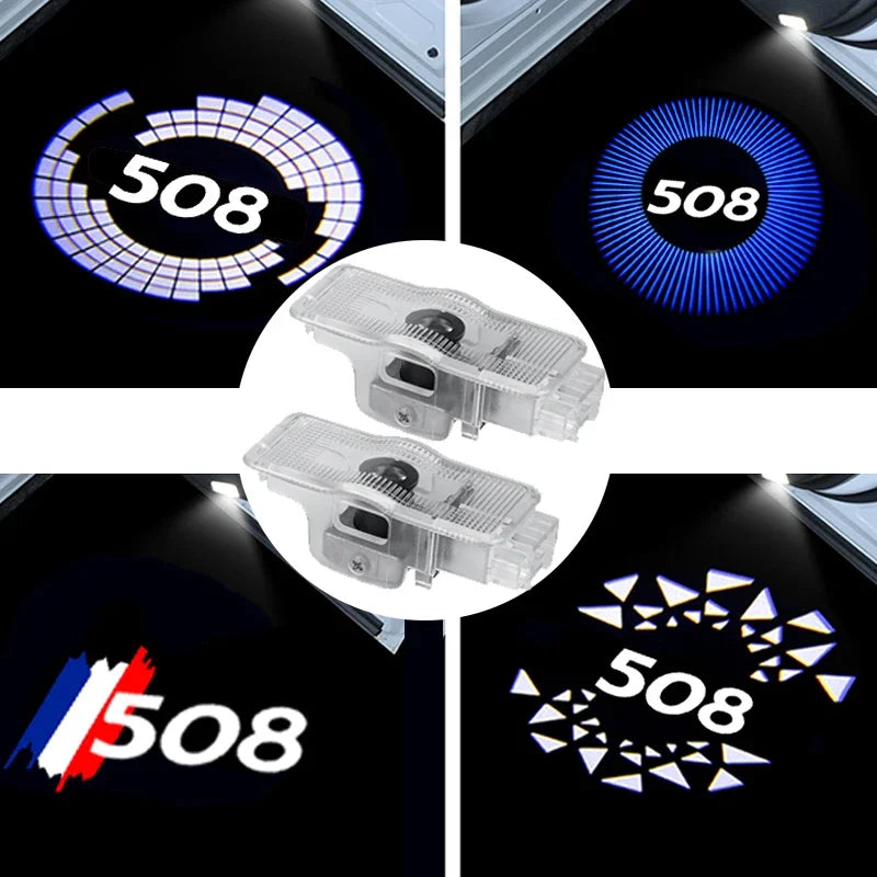 GPRGIT LED Car Door Welcome Light for Peugeot 508 2010-2016 Projector Ghost Atmosphere 12V