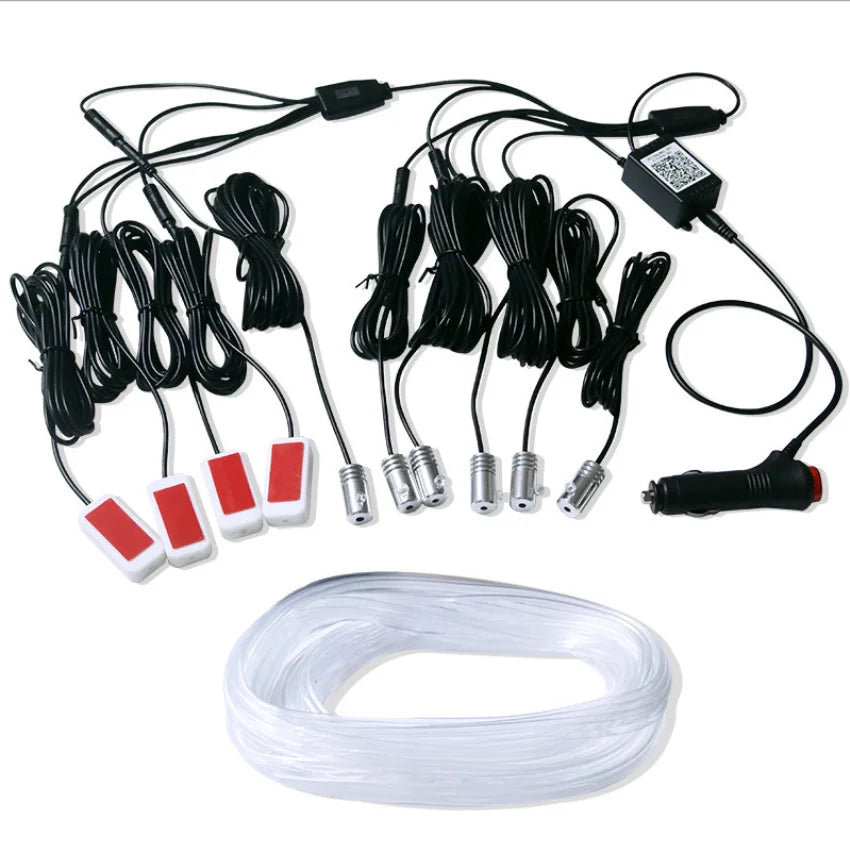GPRGIT DIY Car Interior Decorative RGB LED Fiber Optic Strip Ambient Light 12V APP Dashboard